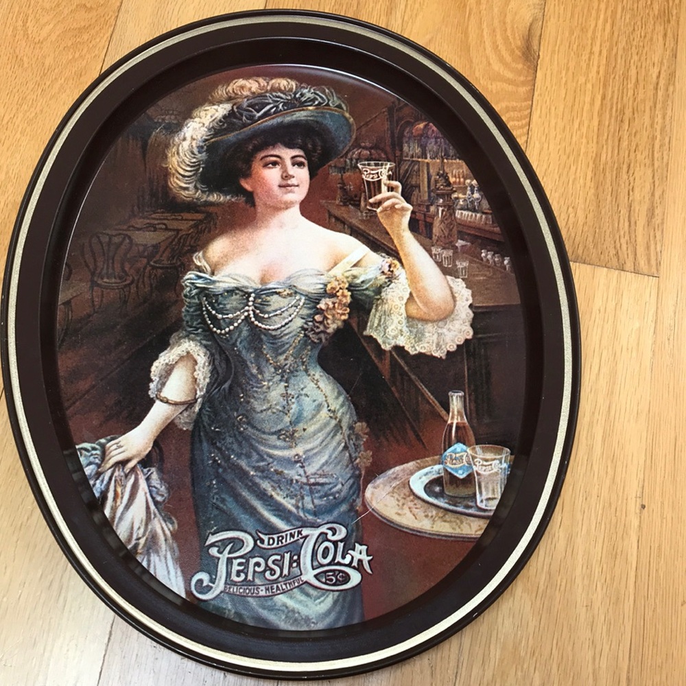 Pepsi Cola brown tray metal tin